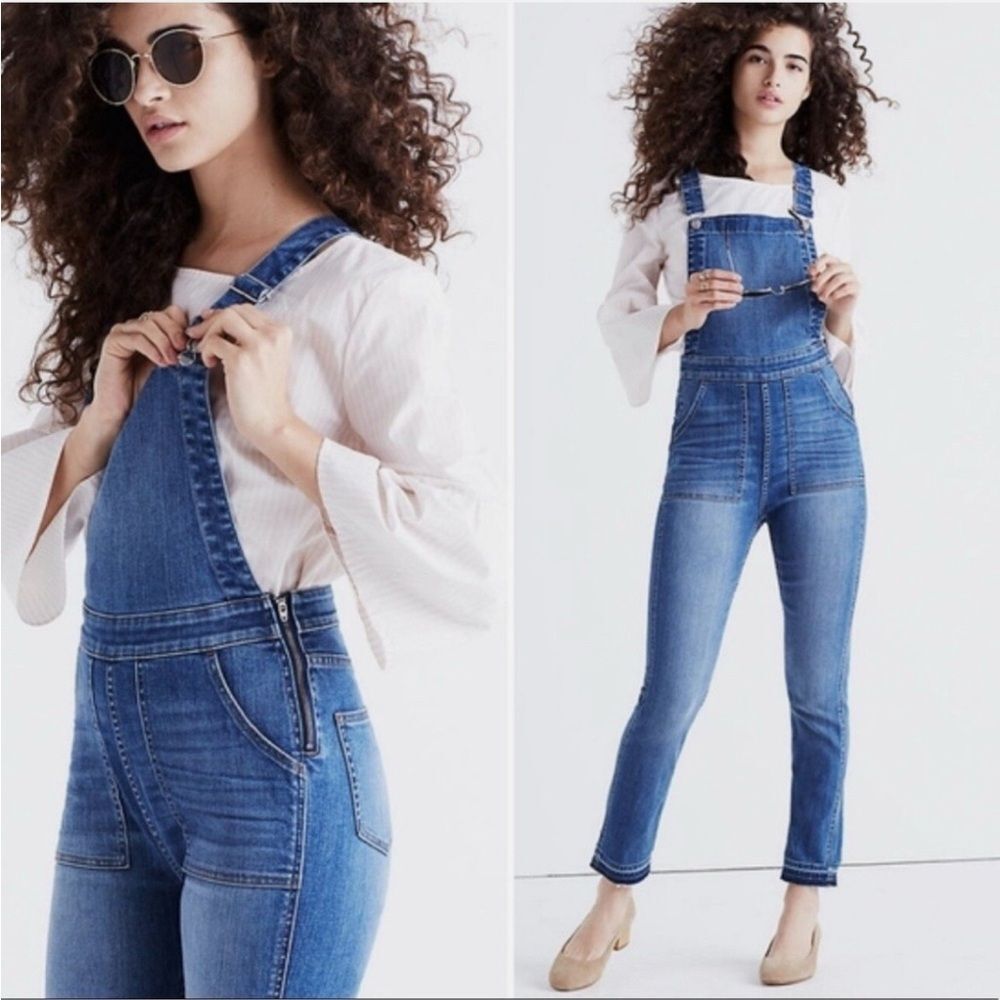 Madewell Skinny Denim Overalls Raw Hem